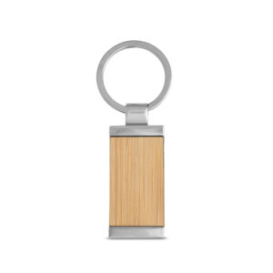 Chaveiro Retangular Metal e Bambu Sg07059