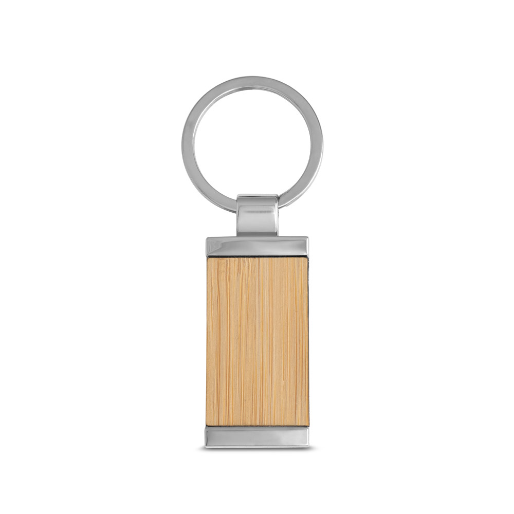 Chaveiro Retangular Metal e Bambu Sg07059