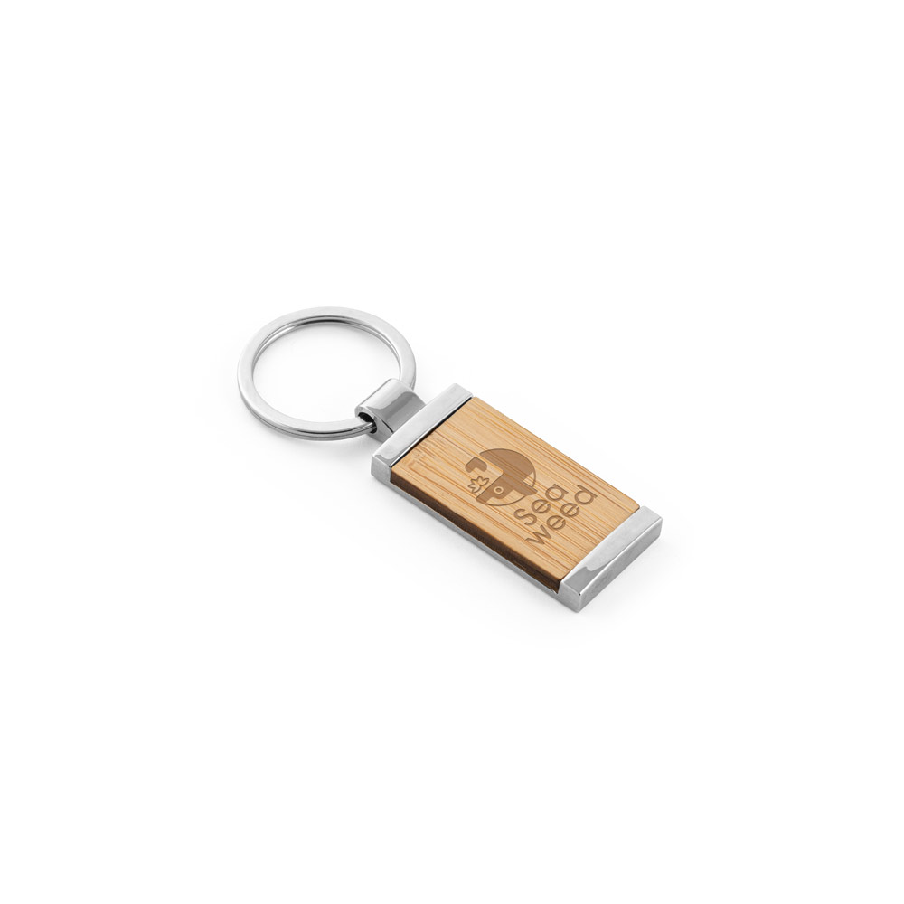 Chaveiro Retangular Metal e Bambu Sg07059 - Imagem 2