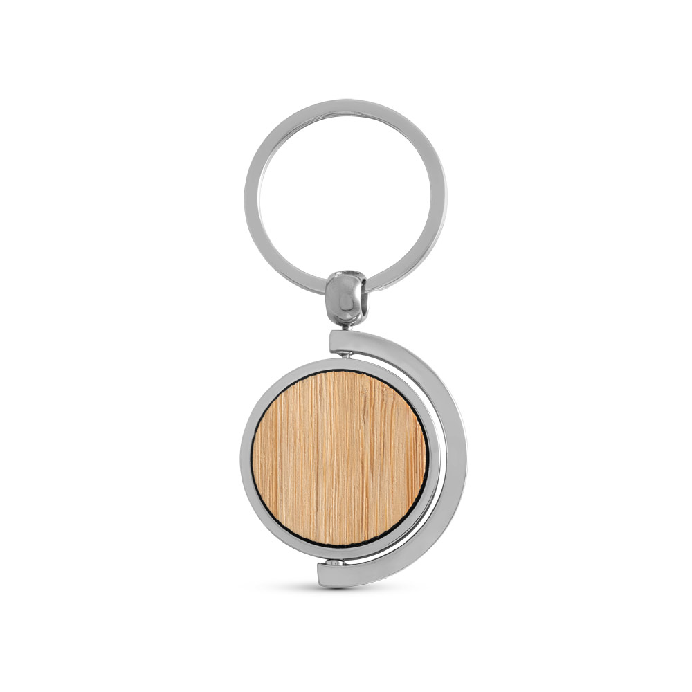 Chaveiro Redondo Giratório Metal e Bambu Bolsa Kraft p-presente Sg17059 - Imagem 2