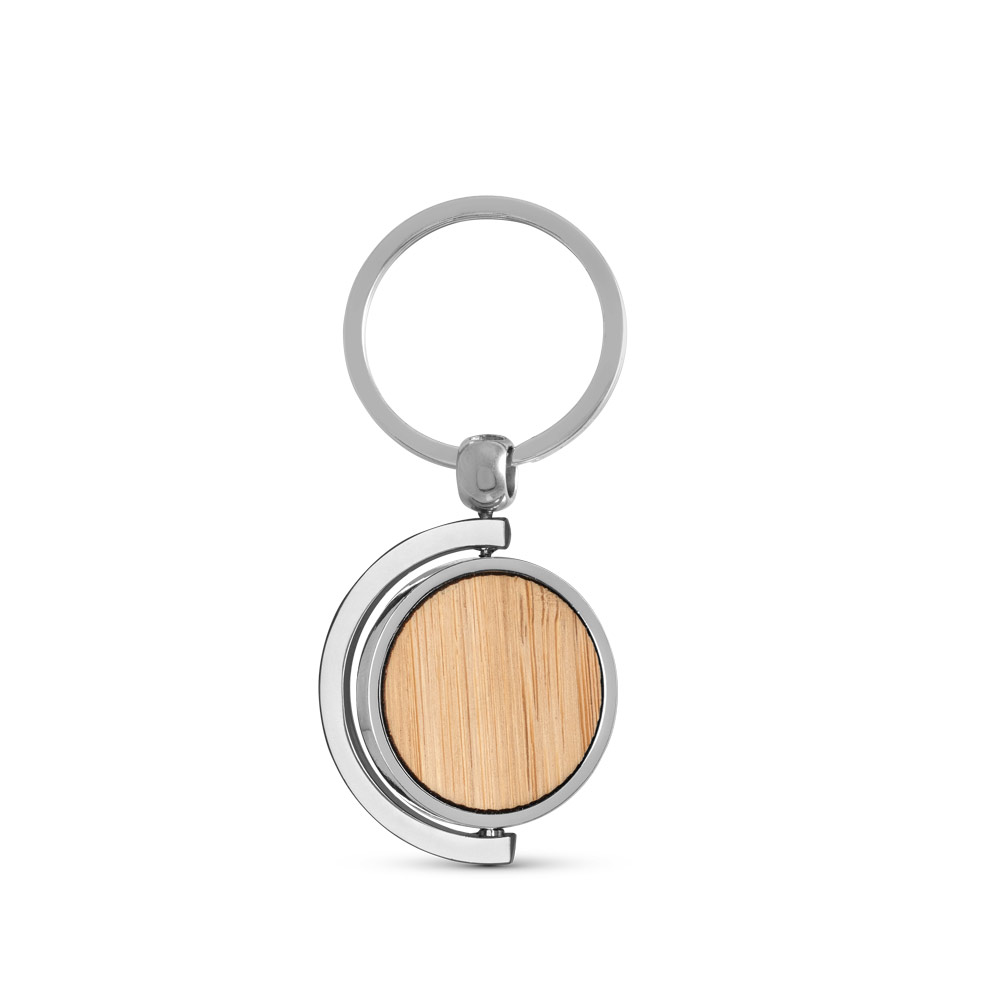 Chaveiro Redondo Giratório Metal e Bambu Bolsa Kraft p-presente Sg17059 - Imagem 5