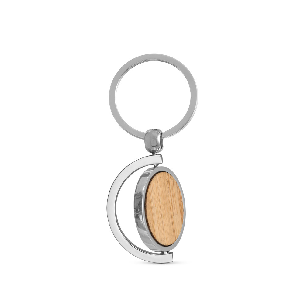 Chaveiro Redondo Giratório Metal e Bambu Bolsa Kraft p-presente Sg17059 - Imagem 4