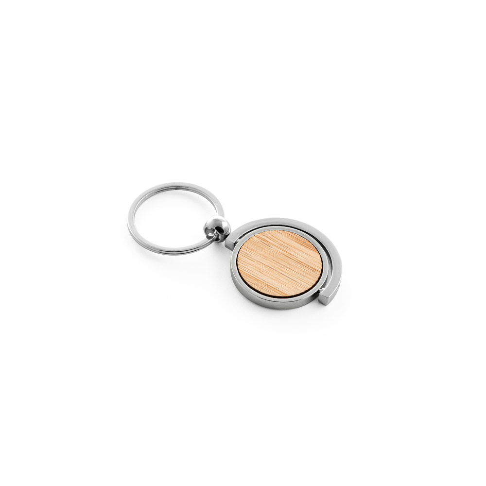 Chaveiro Redondo Giratório Metal e Bambu Bolsa Kraft p-presente Sg17059 - Imagem 8