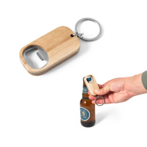 Chaveiro Abridor Metal e Bambu Bolsa Kraft Sg18059