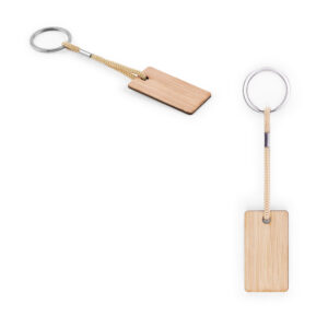 Chaveiro Retangular Bambu com Cordão Sg98059