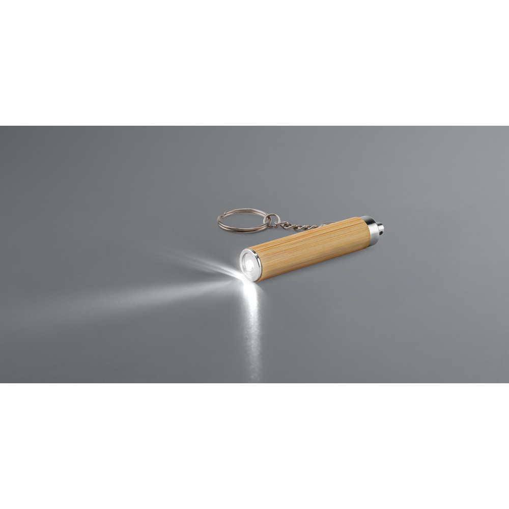 Chaveiro Lanterna LED Bambu e ABS Estojo Kraft p-presente Sg80159 - Imagem 2