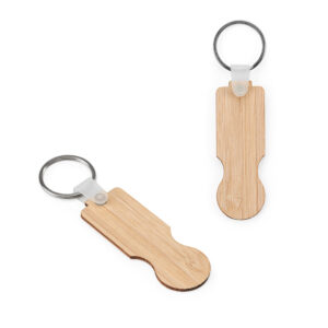 Chaveiro Retangular Ponta Redonda Bambu Bolsa Kraft p-presente Sg61159