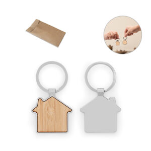 Chaveiro Formato Casa Bambu e Zinco Bolsa Kraft p-presente Sg71159