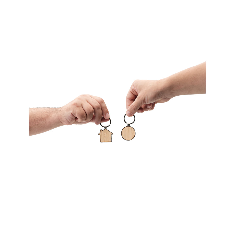 Chaveiro Redondo em Zinco e Bambu com Bolsa Kraft p-presente Sg91159 - Imagem 4
