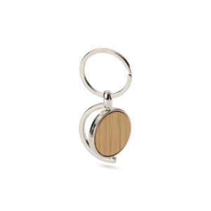 Chaveiro Redondo Giratório Metal e Bambu S73280