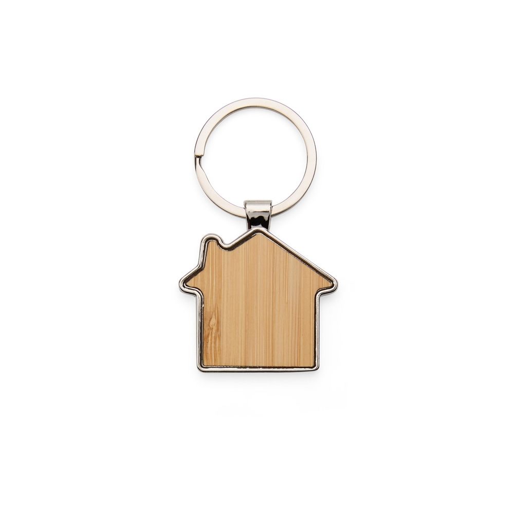 Chaveiro Formato Casa Metal e Bambu S90981