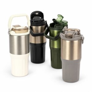Copo Térmico 700ml Inox Bico flip, Canudo Interno, Trava de Segurança e Alça S41191