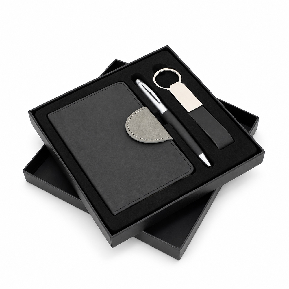 Conjunto Kit Executivo 3 Itens Caderno Moleskine B6 Caneta e Chaveiro Metálicos com Estojo p-presente S04291 - Imagem 2