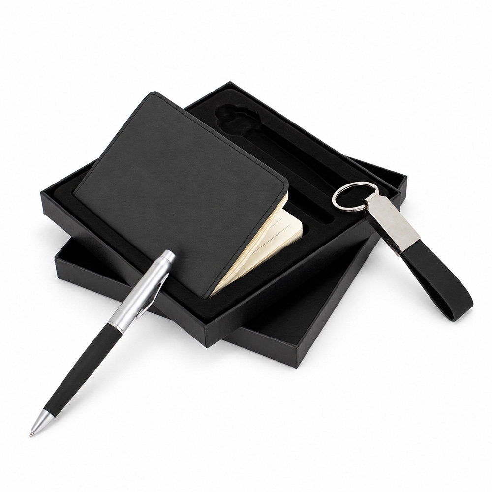 Conjunto Kit Executivo 3 Itens Caderno Moleskine B6 Caneta e Chaveiro Metálicos com Estojo p-presente S04291 - Imagem 3