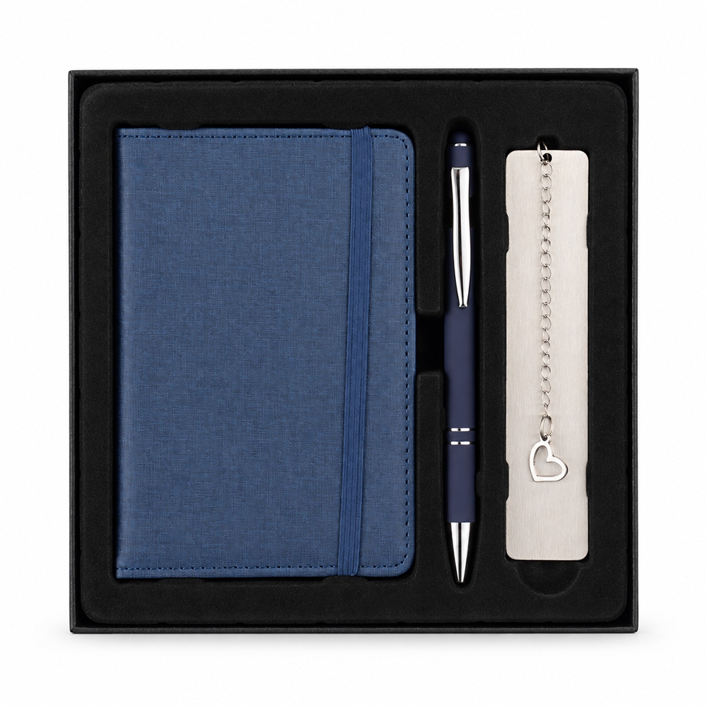 Conjunto Kit Executivo 3 Itens Caderno Moleskine B6 Caneta e Marca-página Metálicos com Estojo p-presente Tam 18x18cm S93291 - Imagem 2