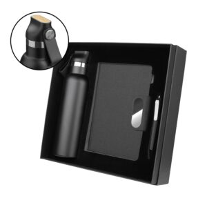 Conjunto Executivo 3 itens Caderno Moleskine A5, Caneta Metalica, Garrafa Squeeze Térmica 600ml e Estojo Presente 32x39cm S18551