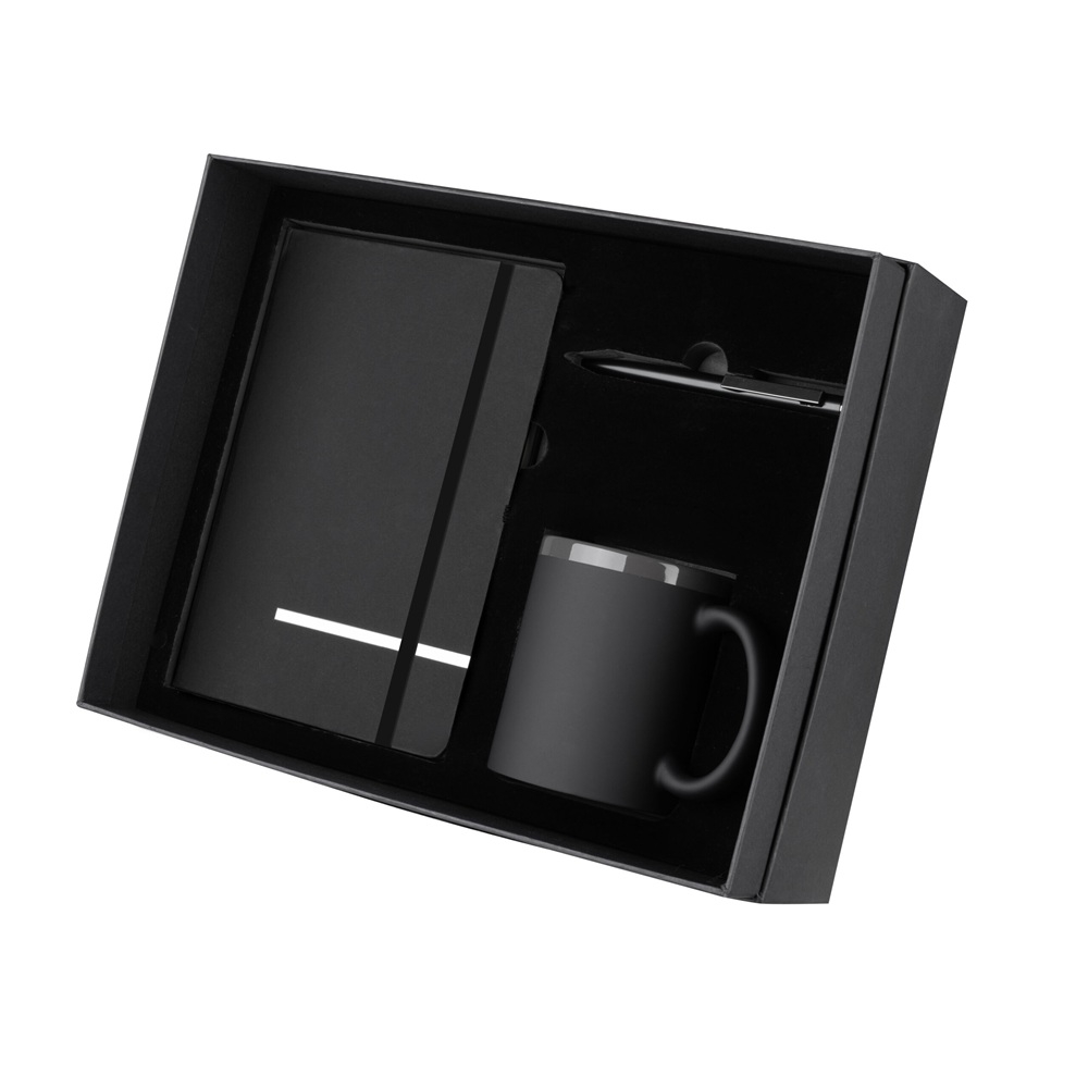 Conjunto Executivo 3 itens Caderno Moleskine A5, Caneta Metalica, Caneca Ceramica 350ml e Estojo Presente 34x24cm S58551