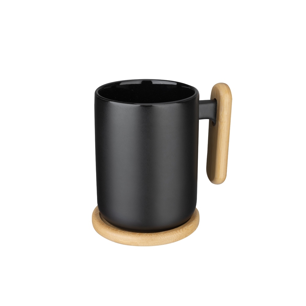 Conjunto Kit Executivo 4 Itens, Caderno Molesquine A5 Porta Celular, Caneta Metalica, Caneca Ceramica Detalhes Bambu e Porta-copo Bambu S08551 - Imagem 5