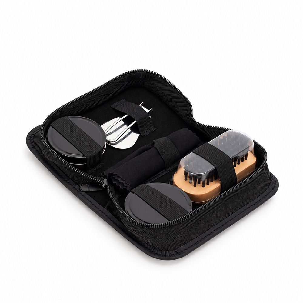 Kit Limpeza Sapatos Calçados 5 Peças Estojo Couro Sintético S06291 - Imagem 2