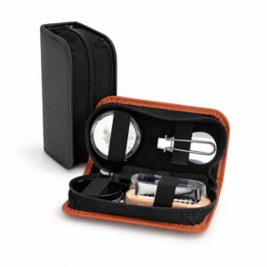Kit Limpeza Sapatos Calçados 5 Peças Estojo Couro Sintético S06291