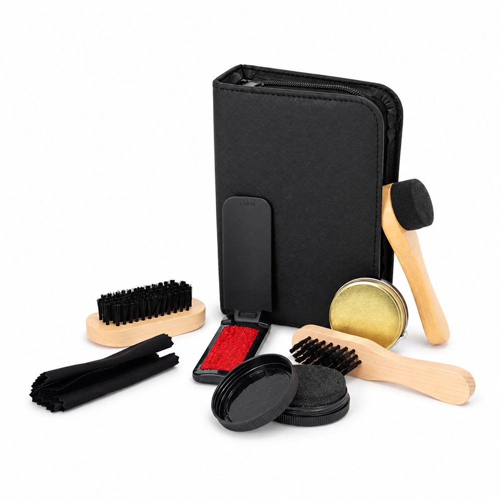 Kit Limpeza Sapatos Calçados 7 Peças Estojo Couro Sintético S85291 - Imagem 2