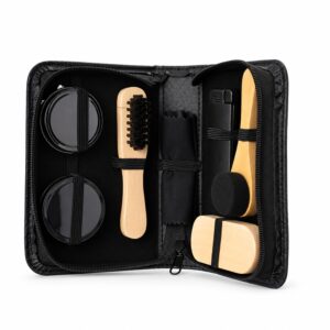 Kit Limpeza Sapatos Calçados 7 Peças Estojo Couro Sintético S85291