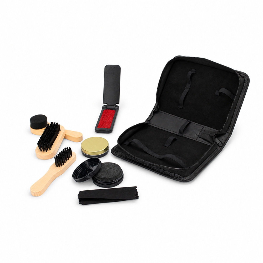 Kit Limpeza Sapatos Calçados 7 Peças Estojo Couro Sintético S85291 - Imagem 4