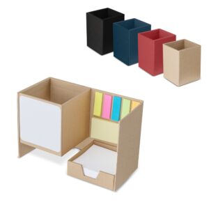 Porta-Caneta com Bloco Anotações e Post-it S Papelão Reforçado Tam 11x8,5cm S68551