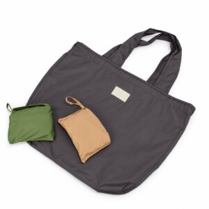 Sacola Dobrável Poliéster Impermeável Bolso Interno e Plaquinha p-Gravar Tam 52x37cm S57291